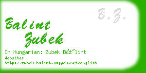 balint zubek business card